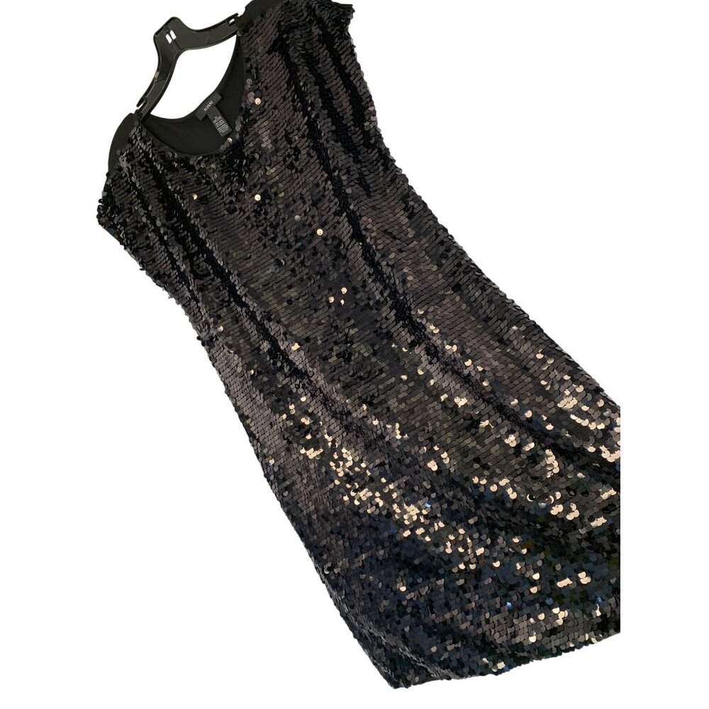 Alfani Sequin Pullover Dress M RT10544 Cap Sleeve EUC Little Black Dress